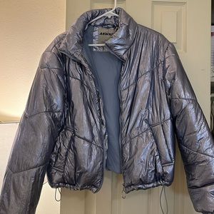 Blue Metallic Puffer Jacket
